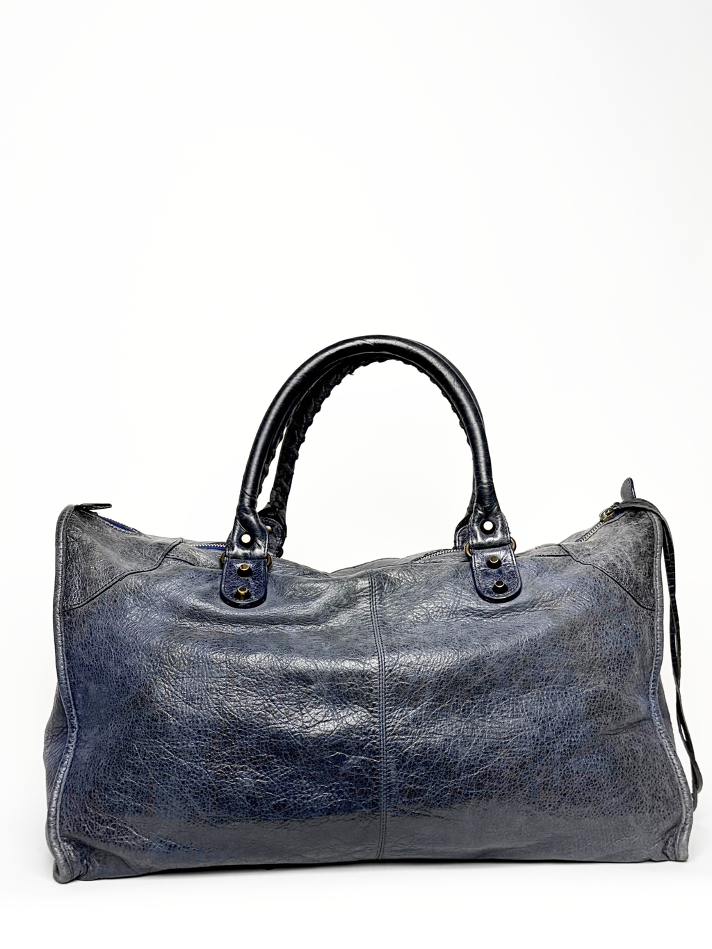 Balenciaga Classic Work Bag Grey/Navy Distressed Leather