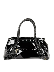 Salvatore Ferragamo Vintage Black Patent Tote with Lock &amp; Key