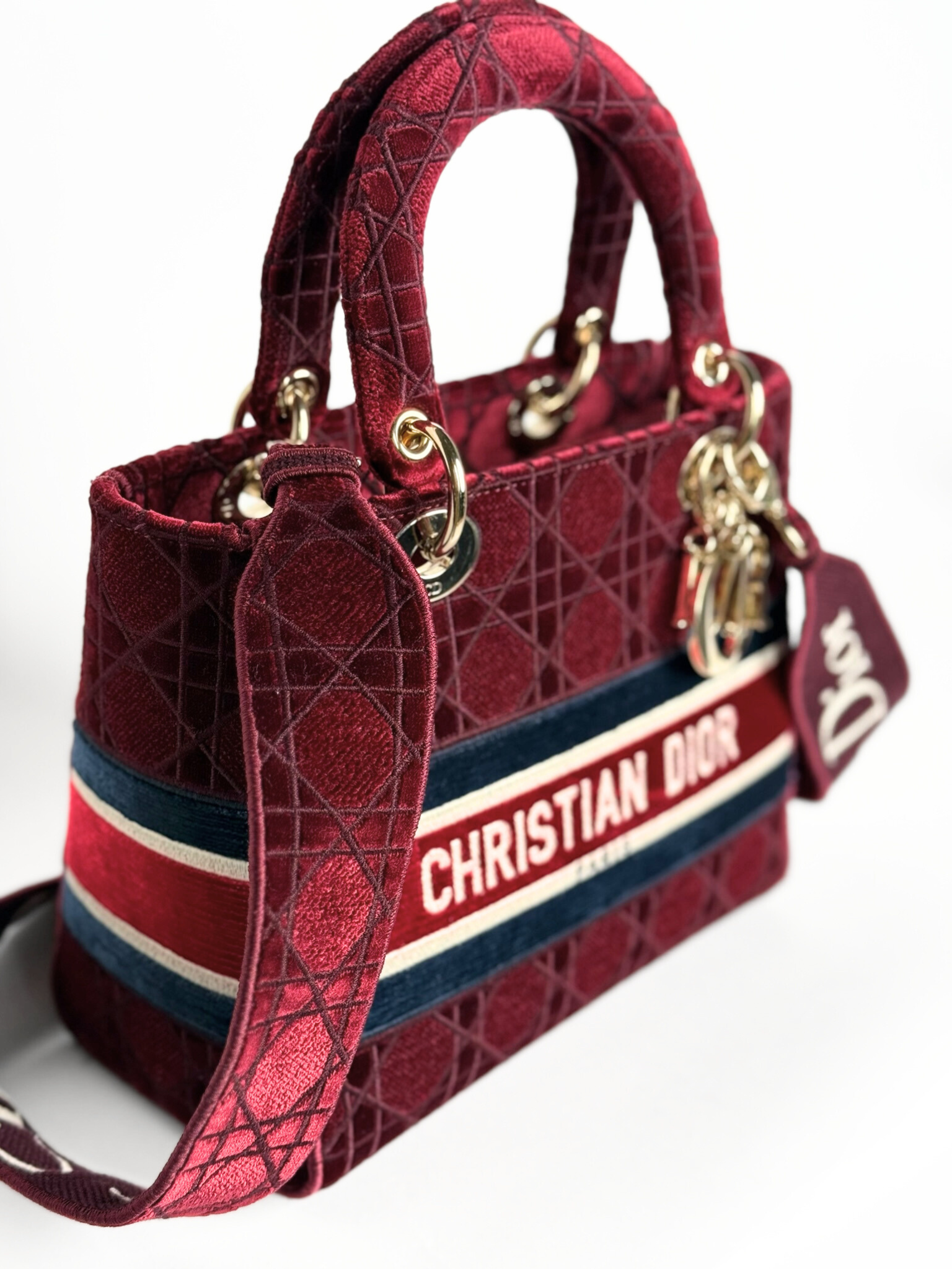 CHRISTIAN DIOR LADY D-LITE BURGUNDY VELVET LIMITED