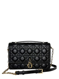 Dior My Dior Top Handle Bag Black Cannage Lambskin