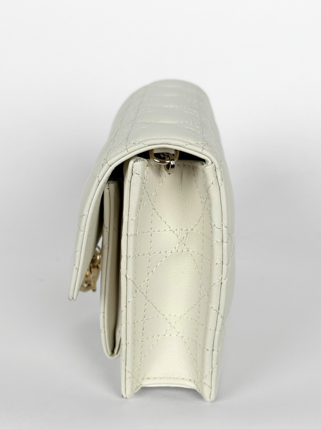 Dior My Dior Daily Pouch with Chain White Cannage Lambskin