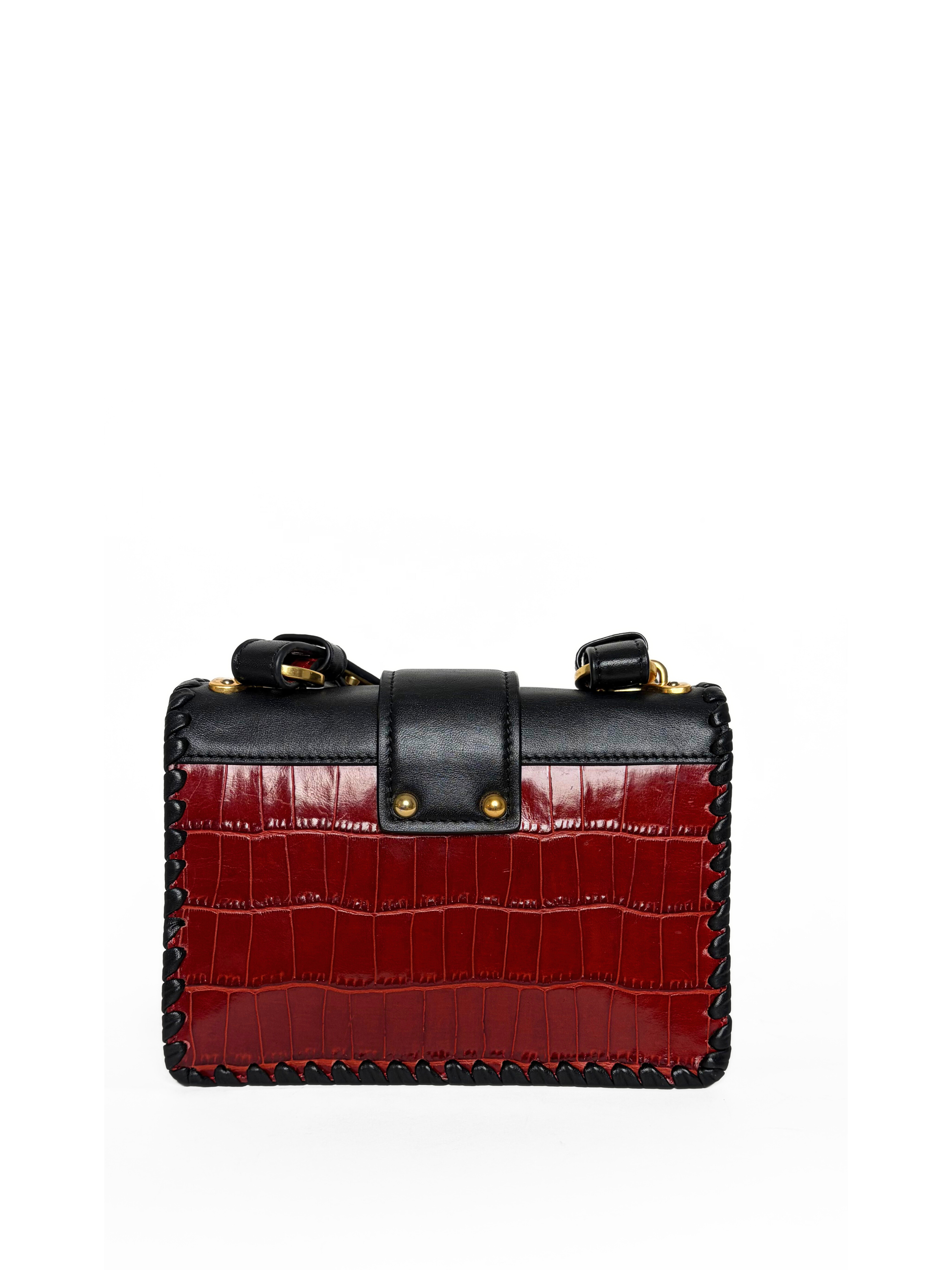 Prada Cahier Flap Bag in Red Croco-Embossed Leather