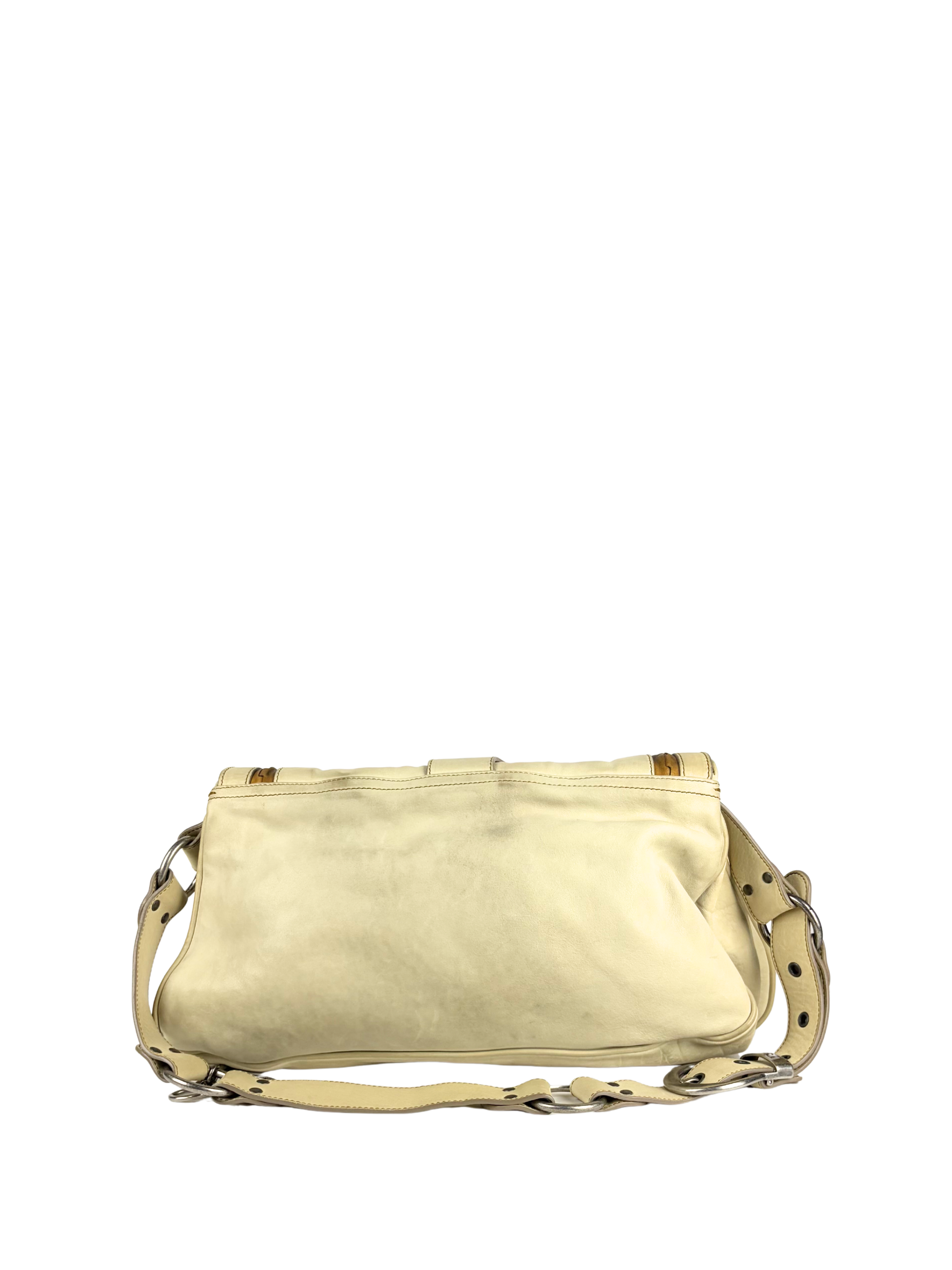 Vintage Dior 2000s Gaucho Double Saddle Bag in Cream Leather