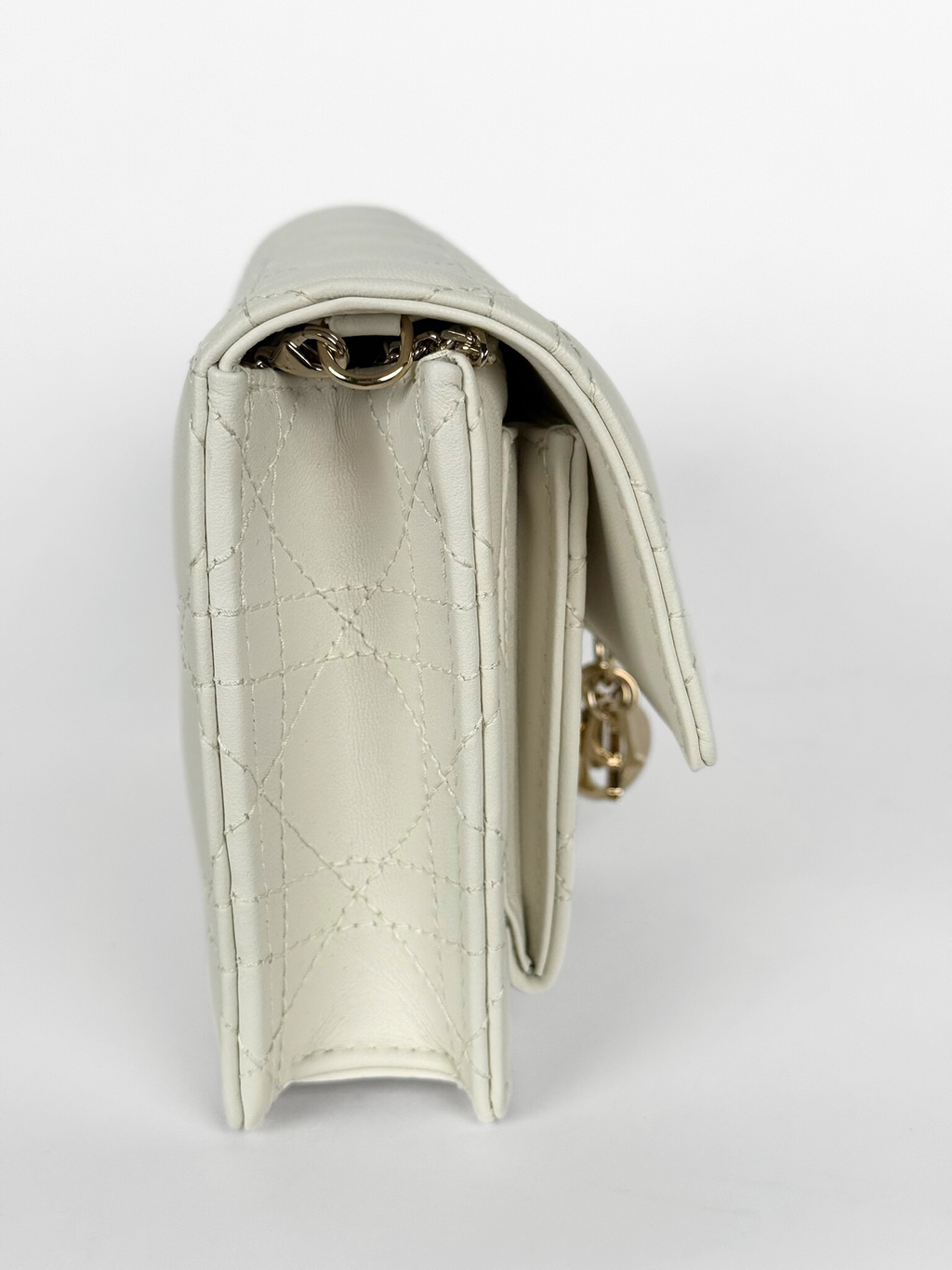 Dior My Dior Daily Pouch with Chain White Cannage Lambskin