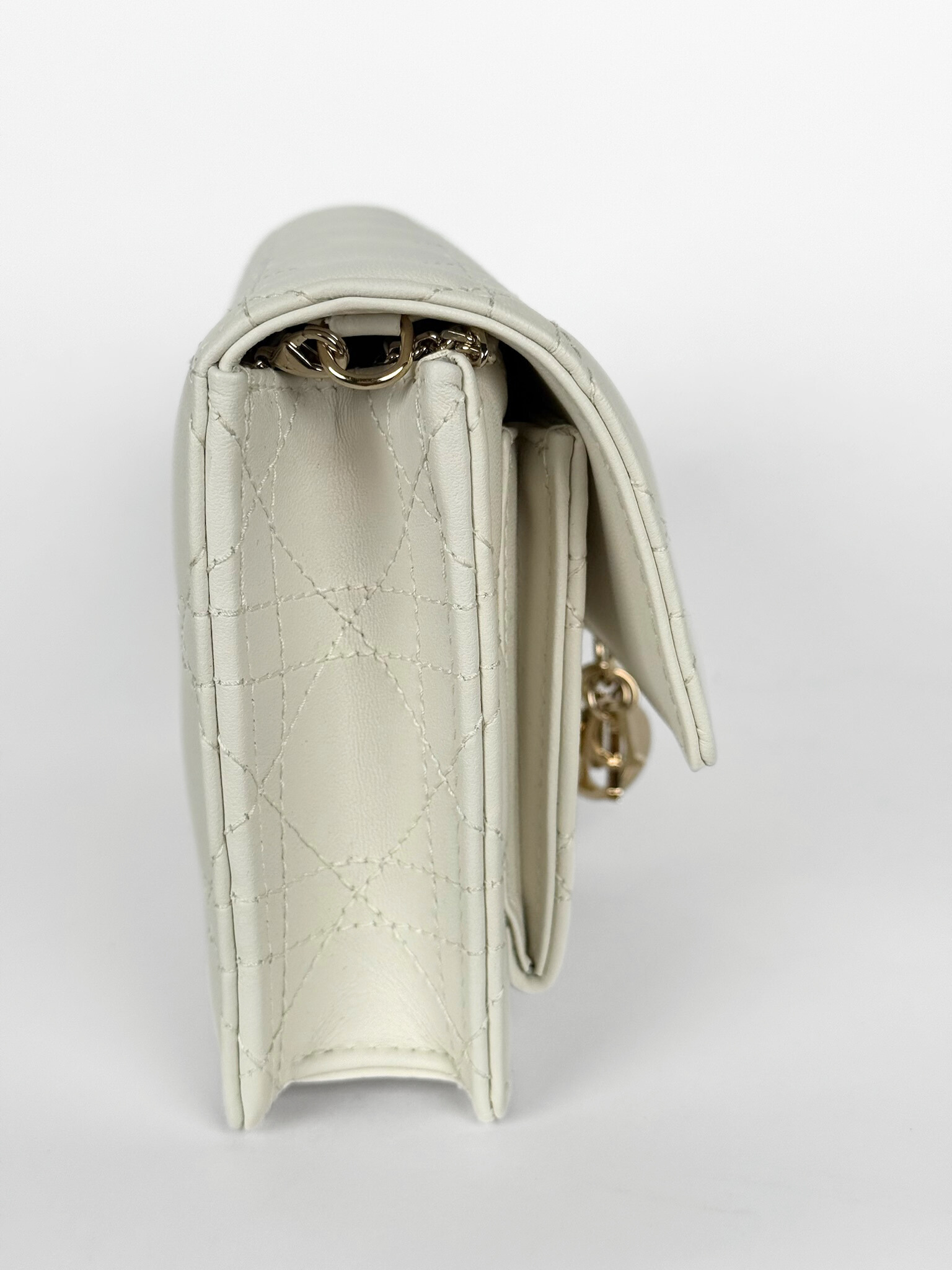 Dior My Dior Daily Pouch with Chain White Cannage Lambskin