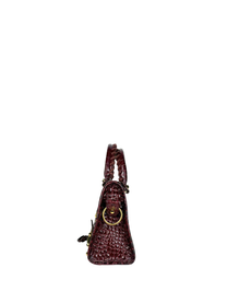 Balenciaga Metallic Edge Croc-Embossed Burgundy Mini City Bag