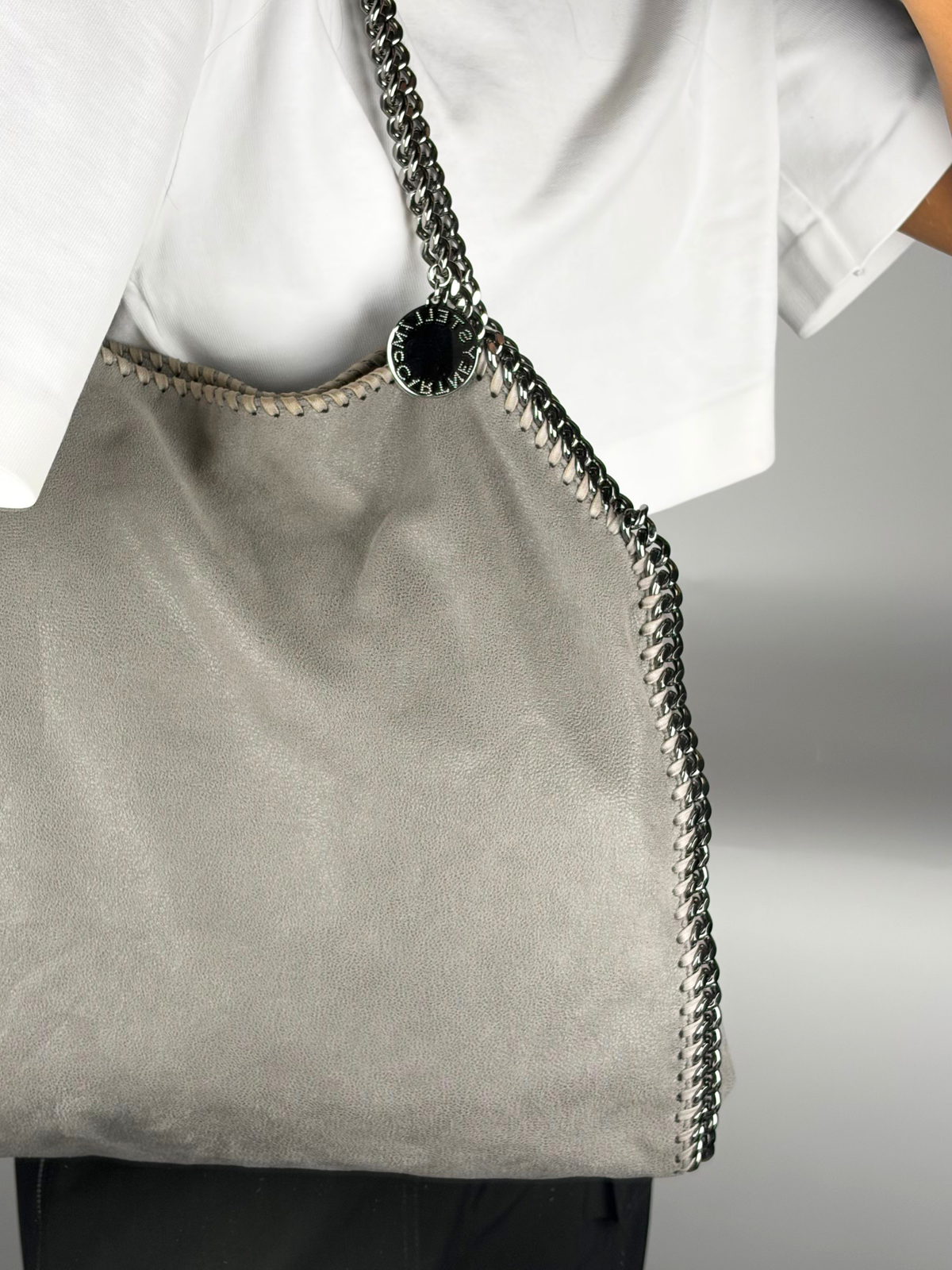 Stella McCartney Falabella Fold-Over Tote Bag in Light Grey