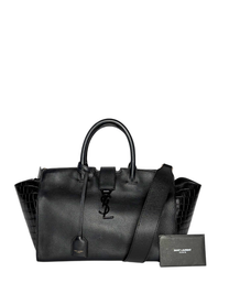 Saint Laurent Black Croc Embossed Leather Baby Downtown Cabas Tote