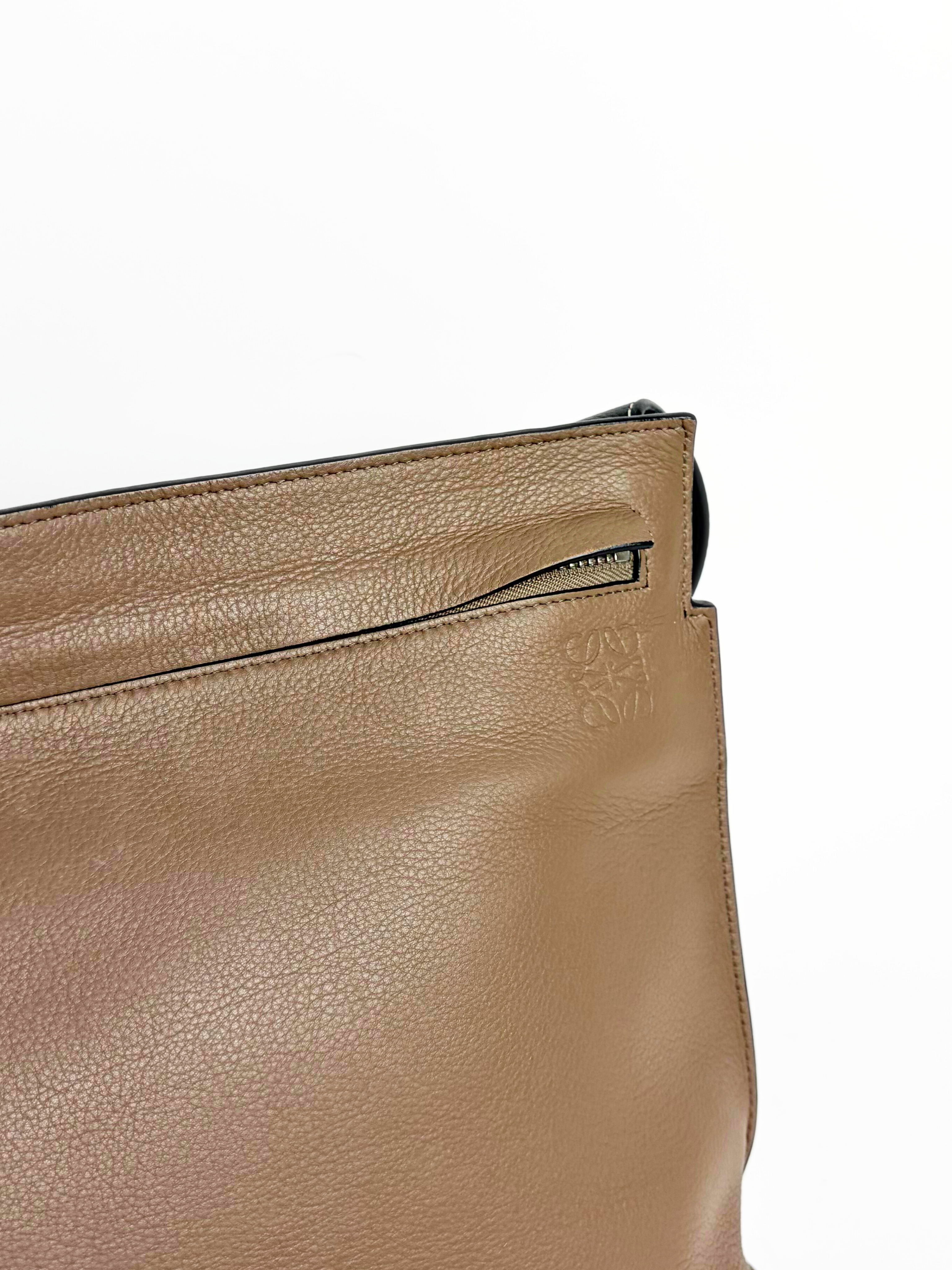 Loewe Double Sided T-Messenger Bag Brown/Olive Leather