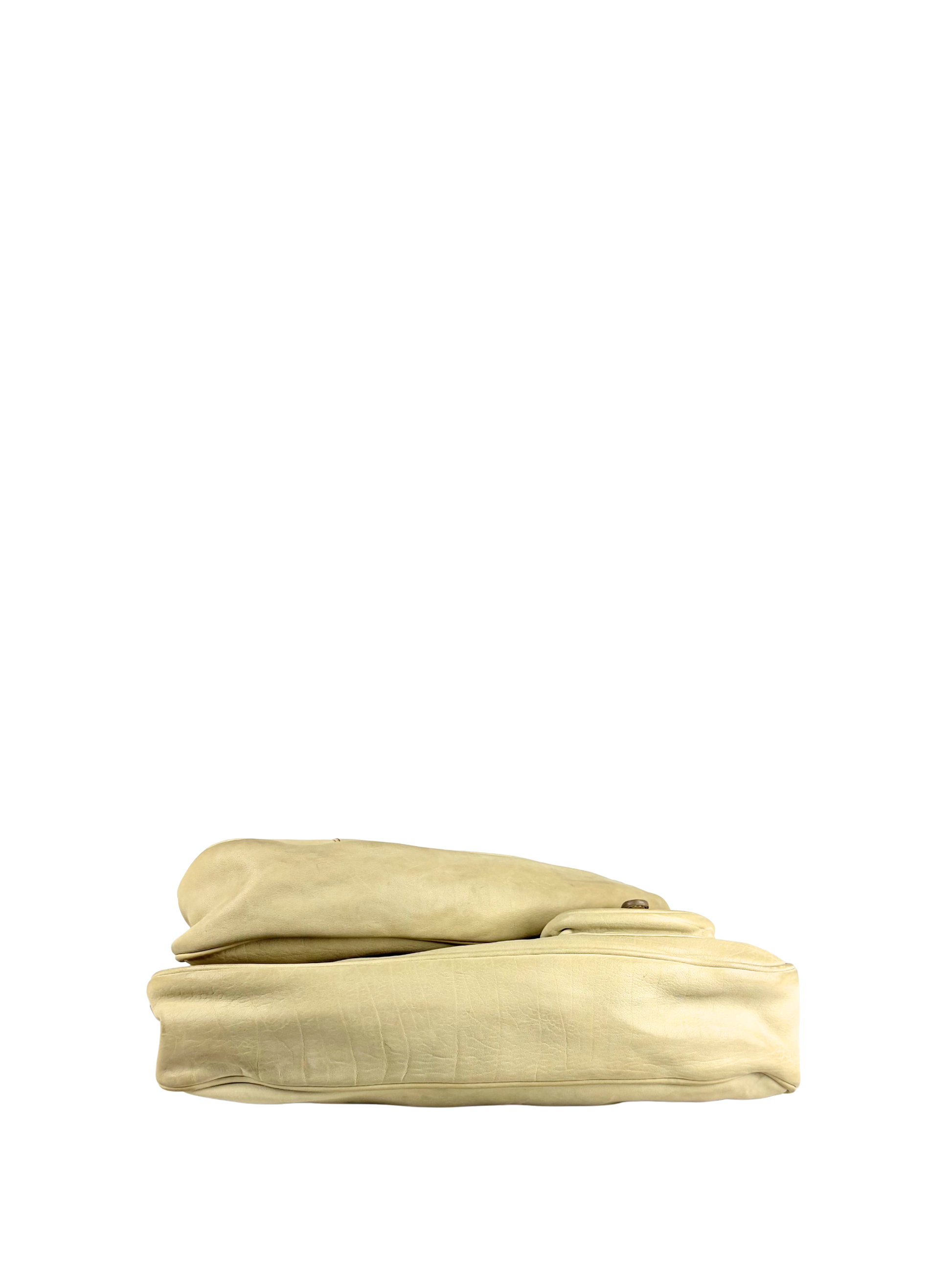 Vintage Dior 2000s Gaucho Double Saddle Bag in Cream Leather