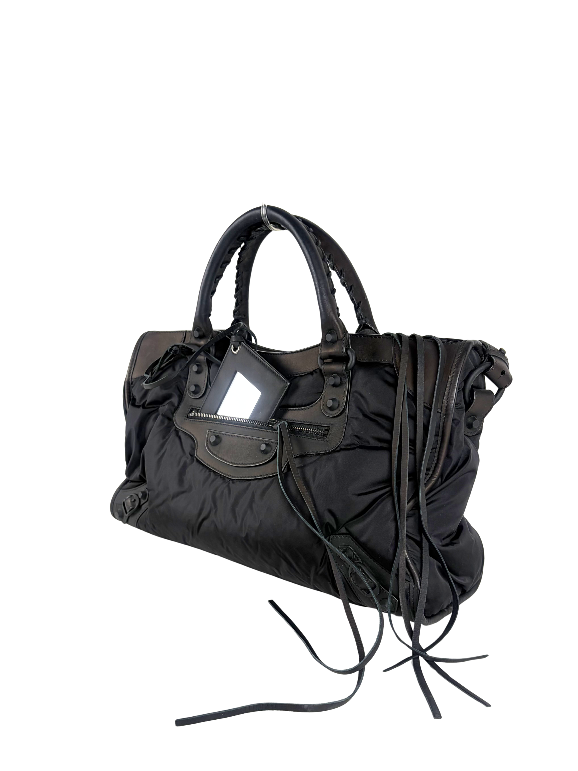 Balenciaga Nylon &amp; Leather Classic City Bag in Black