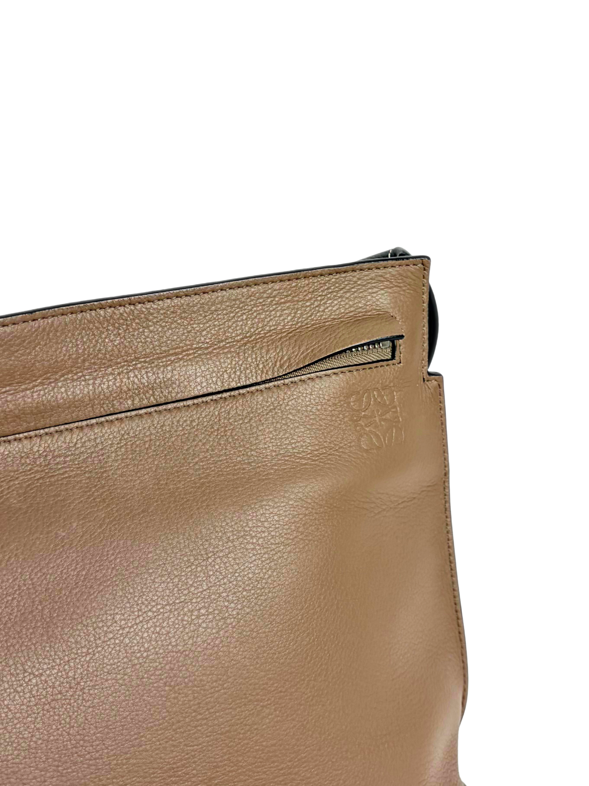 Loewe Double Sided T-Messenger Bag Brown/Olive Leather