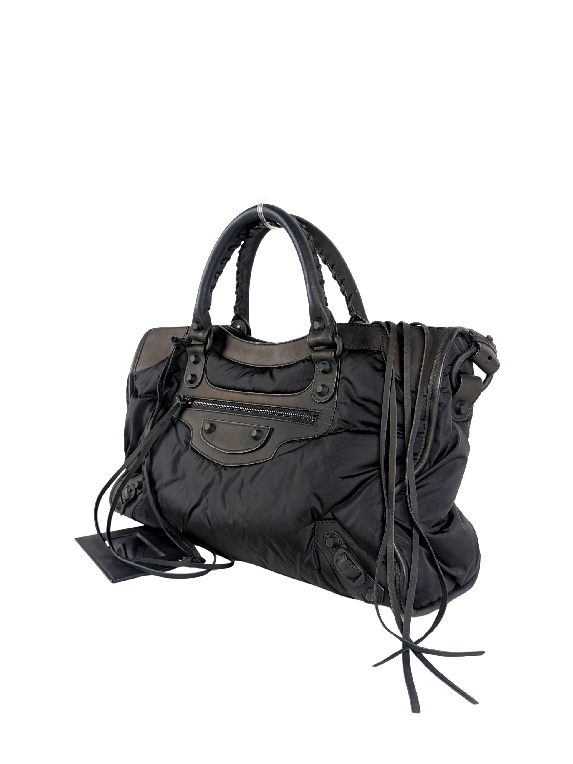 Balenciaga Nylon &amp; Leather Classic City Bag in Black