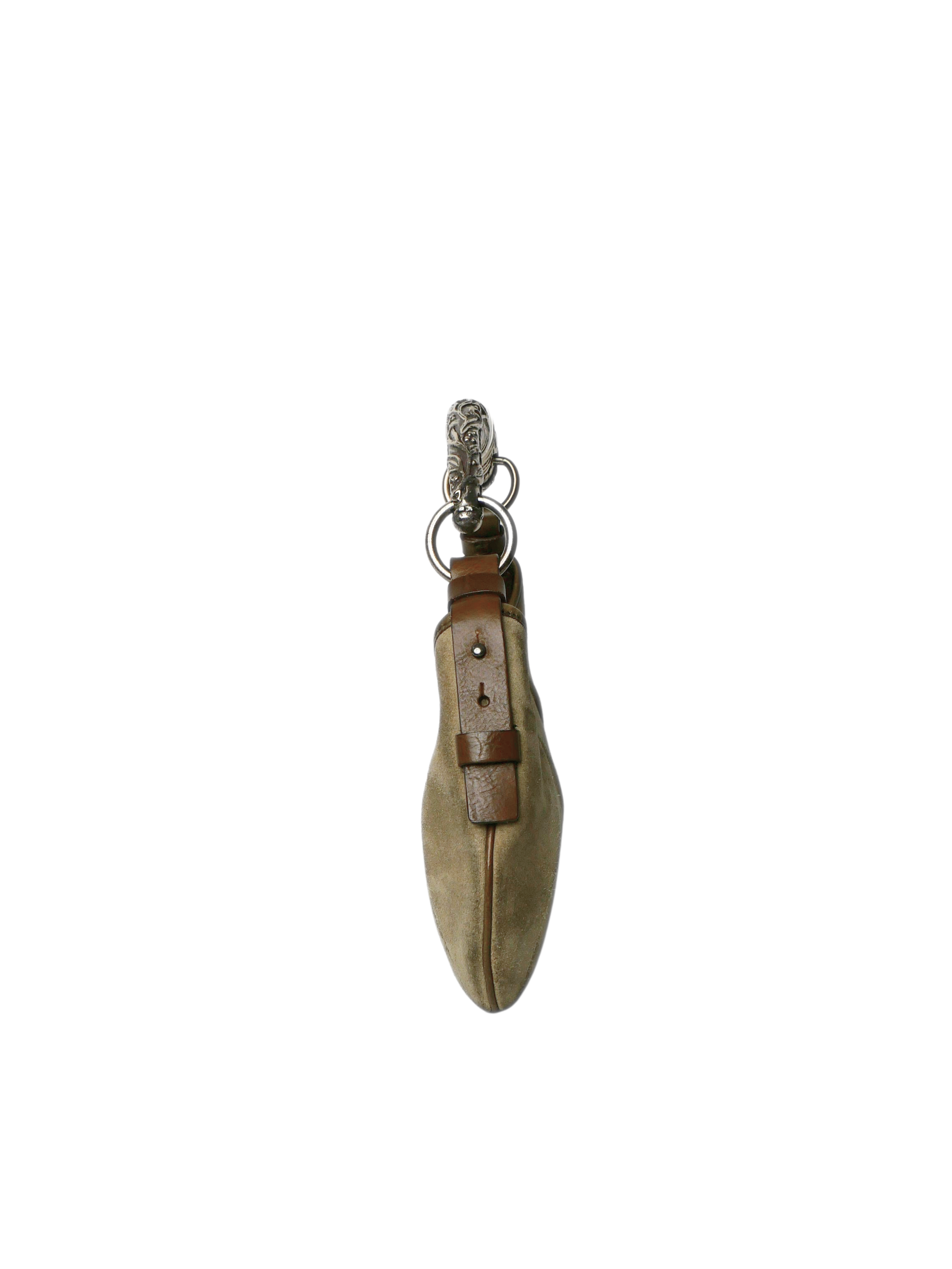Vintage Yves Saint Laurent Mombasa Horn Handle Suede Bag Grey/Olive