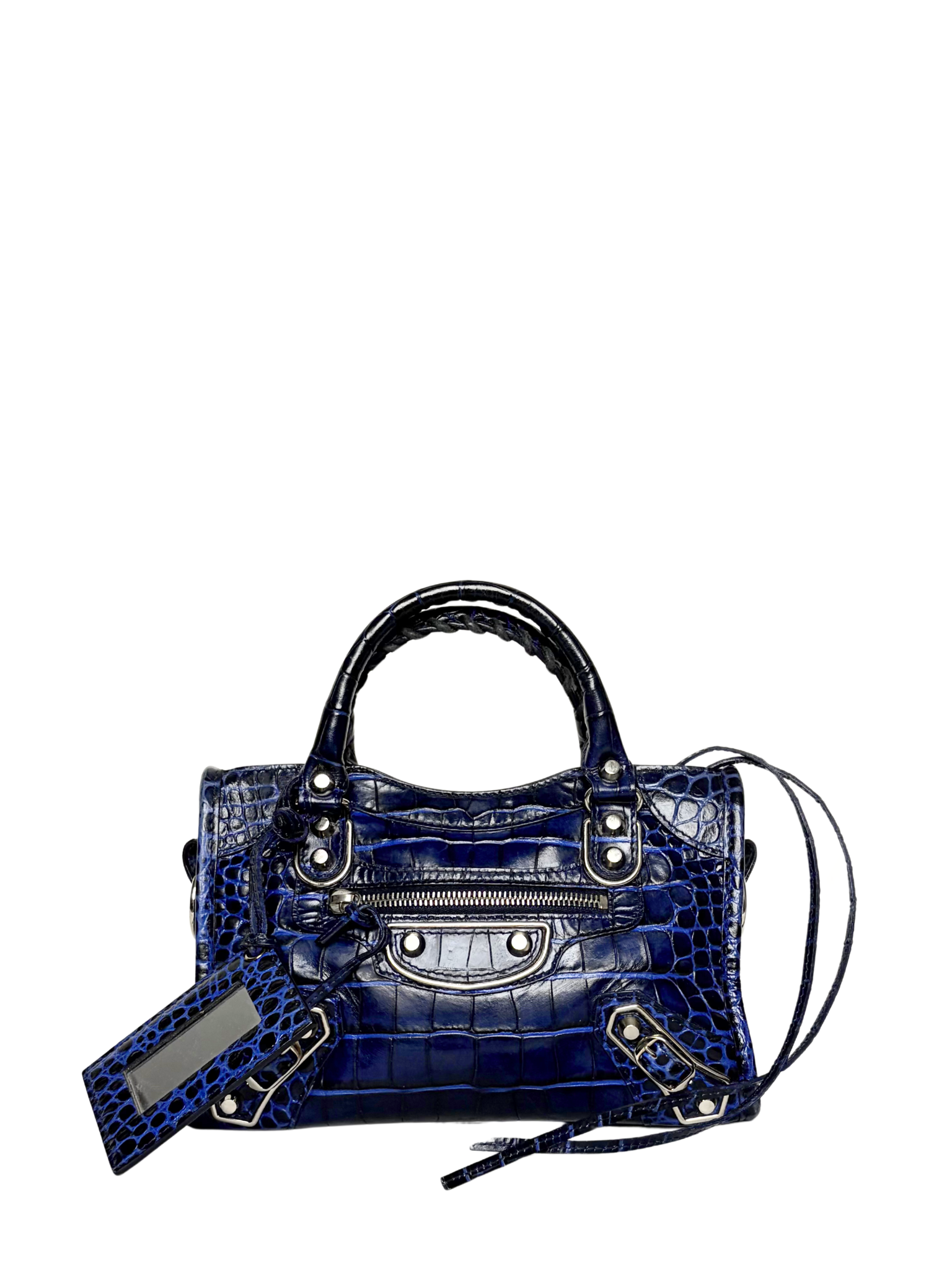 Balenciaga Mini Crocodile Embossed City Bag