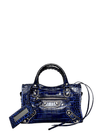 Balenciaga Mini Crocodile Embossed City Bag