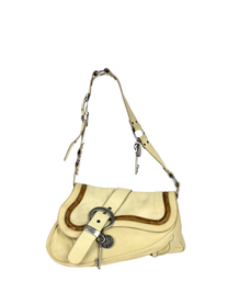 Vintage Dior 2000s Gaucho Double Saddle Bag in Cream Leather