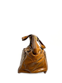 Vintage Saint Laurent Downtown Tote Bag Camel Glossy Leather