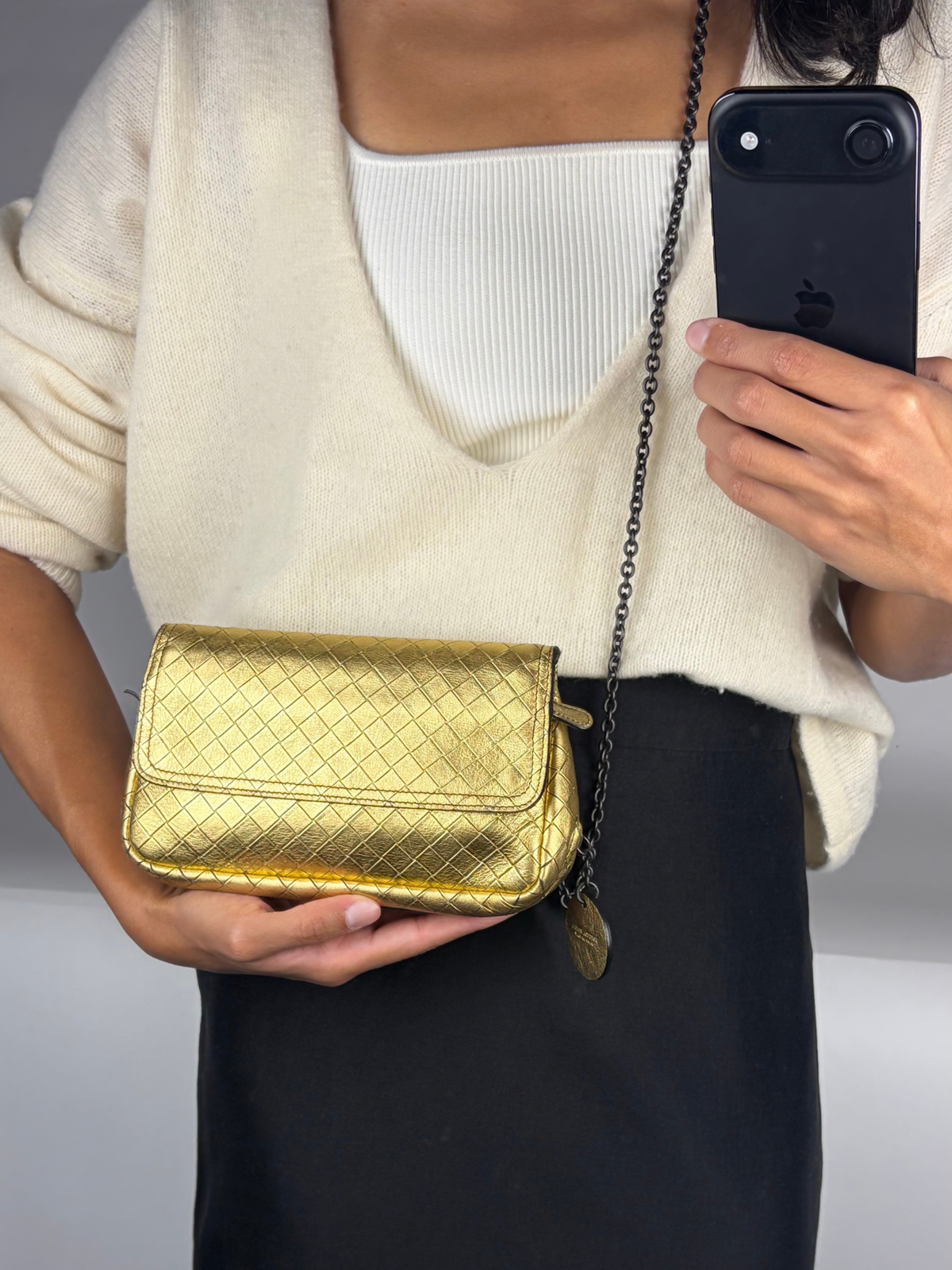 Bottega Veneta Intrecciomirage Chain Flap Bag