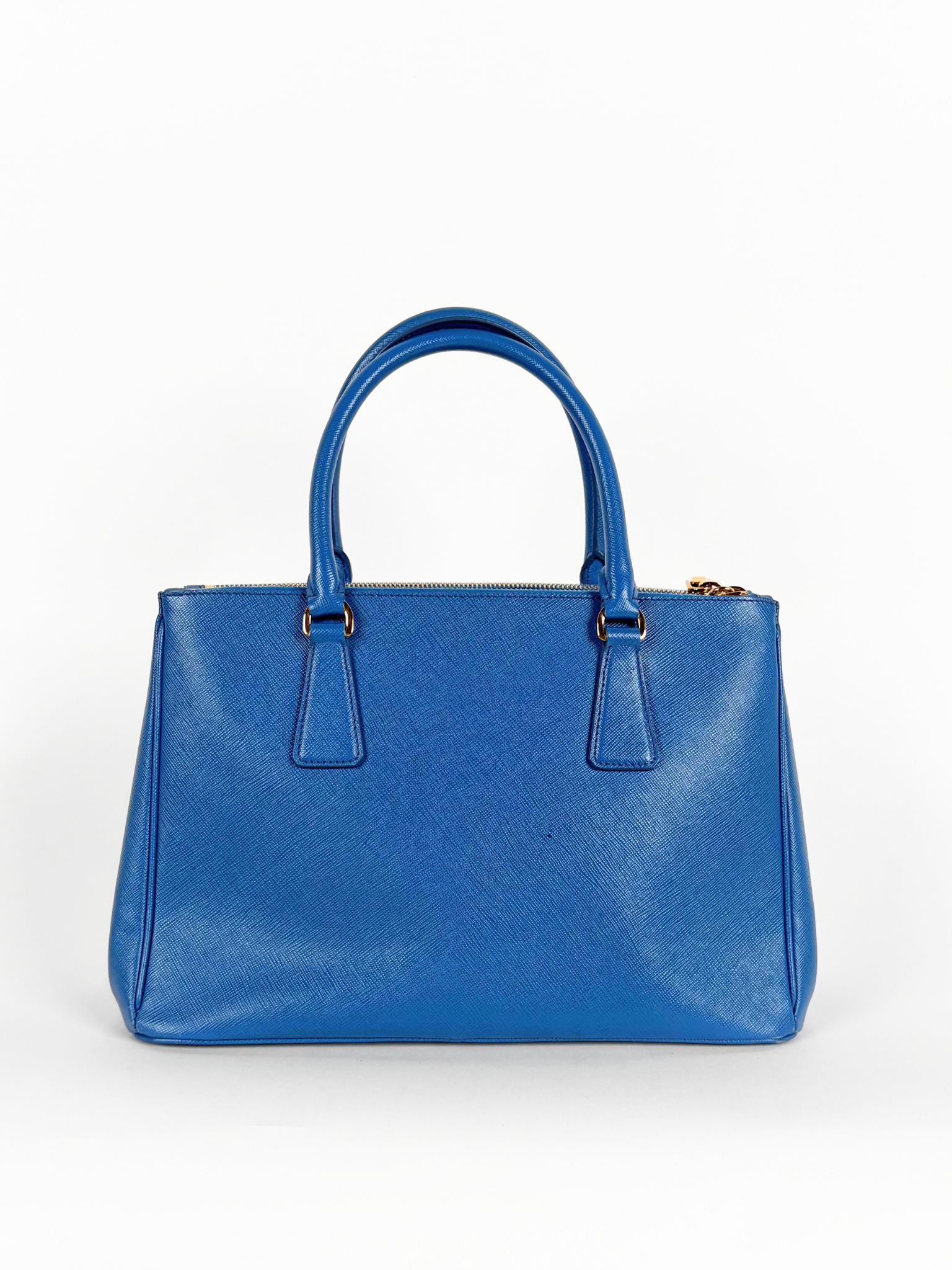PRADA SAFFIANO LUX GALLERIA DOUBLE-ZIP TOTE BLUE