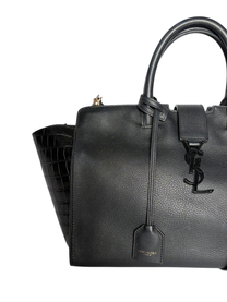 Saint Laurent Black Croc Embossed Leather Baby Downtown Cabas Tote