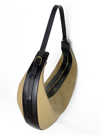 Khaite Augustina Canvas Hobo Bag with Leather trim