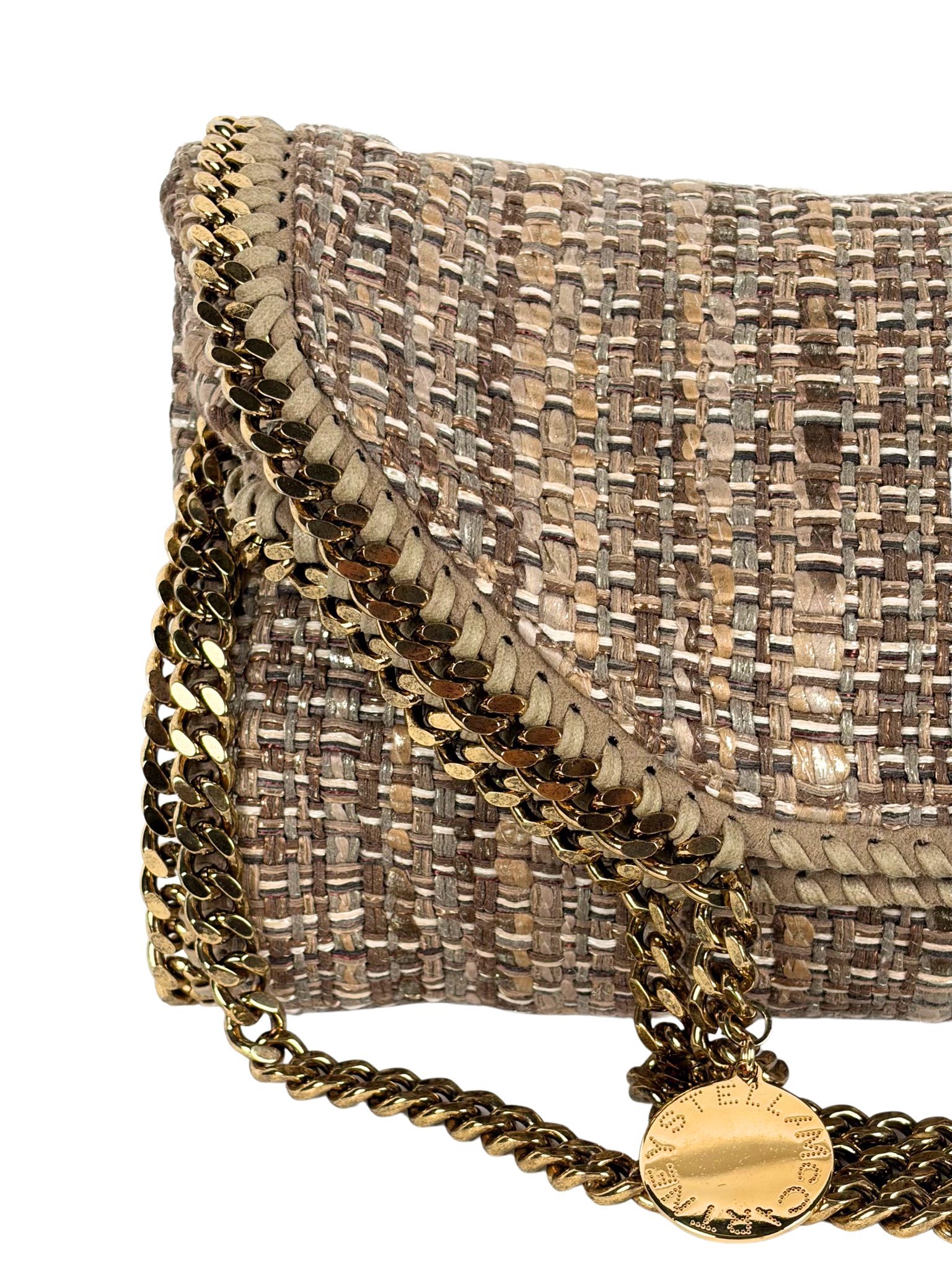 STELLA MCCARTNEY FALABELLA TWEED FOLD-OVER SHOULDER BAG