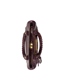 Balenciaga Metallic Edge Croc-Embossed Burgundy Mini City Bag
