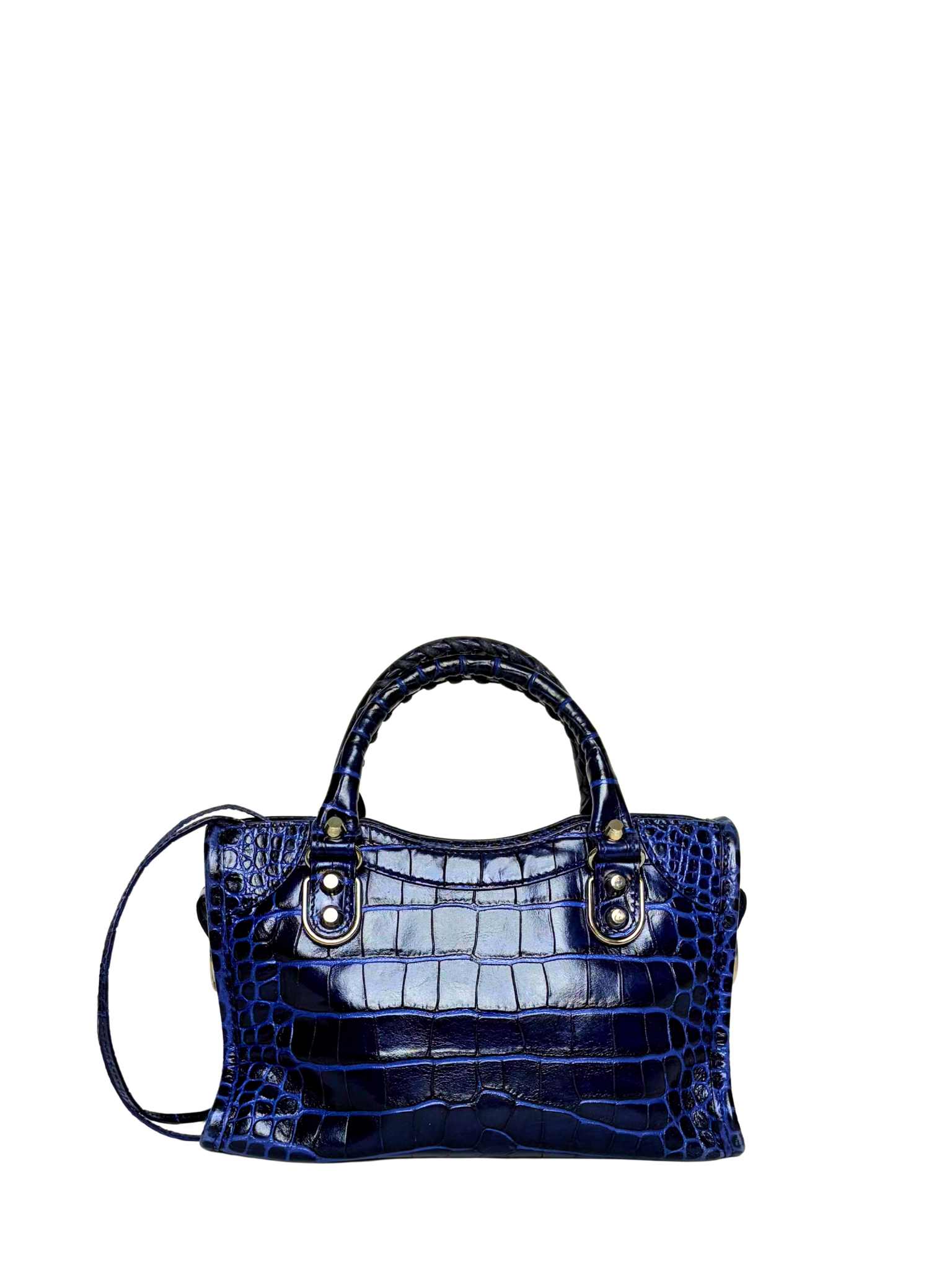 Balenciaga Mini Crocodile Embossed City Bag