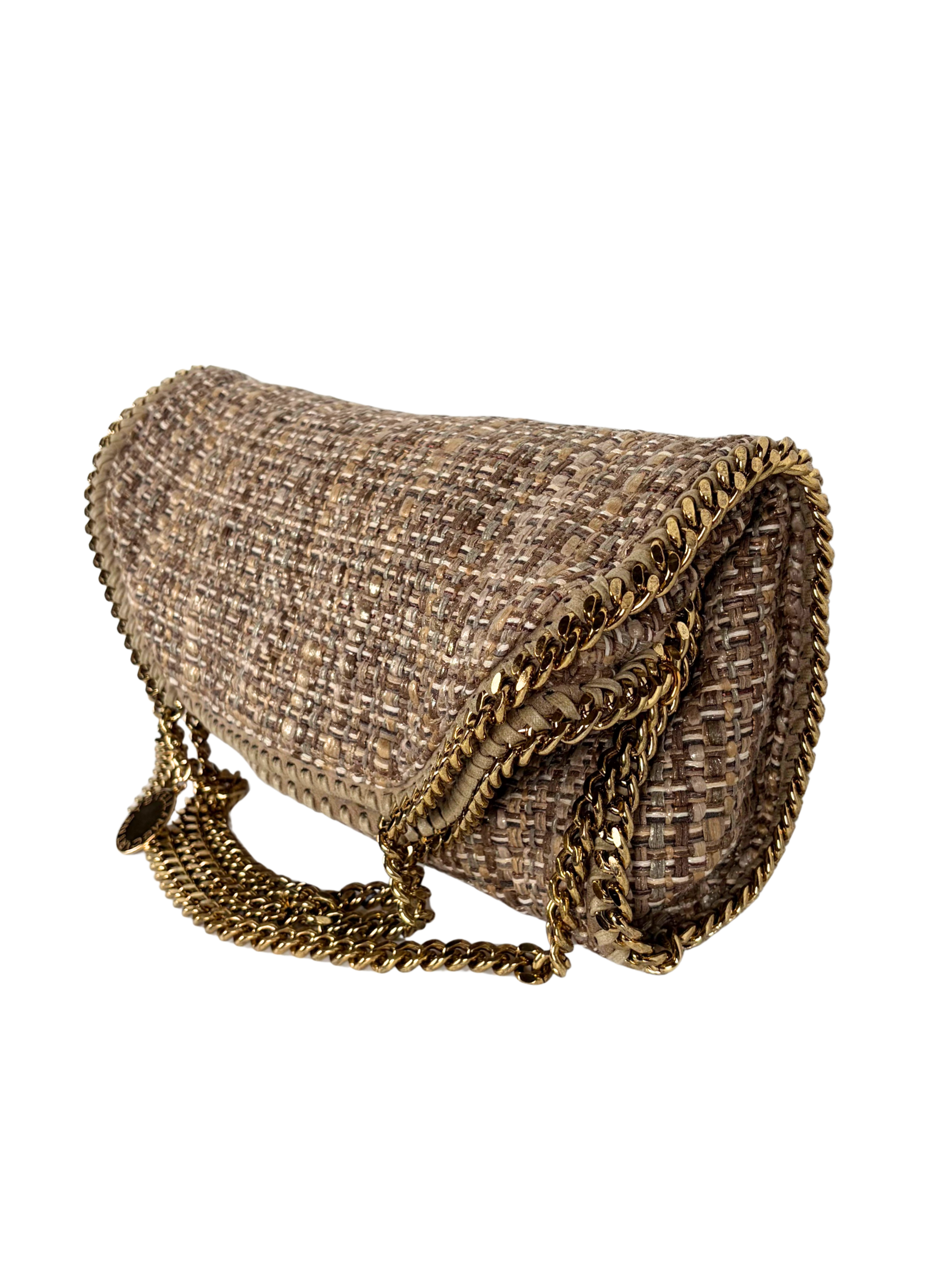 STELLA MCCARTNEY FALABELLA TWEED FOLD-OVER SHOULDER BAG