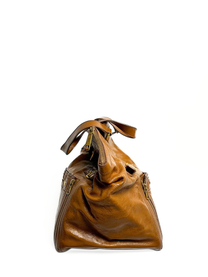 Vintage Saint Laurent Downtown Tote Bag Camel Glossy Leather