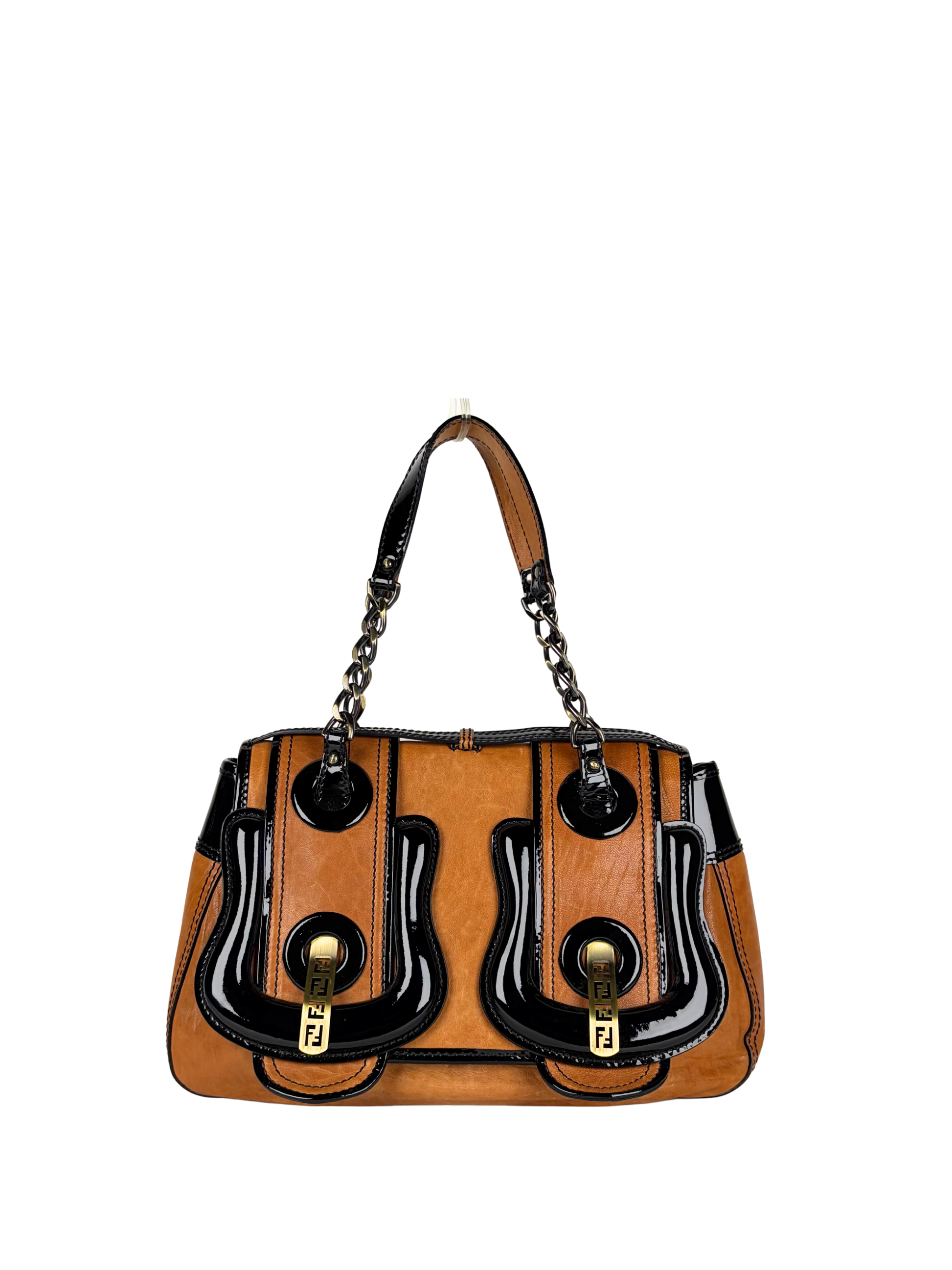 Fendi Cognac &amp; Patent Leather B Bag
