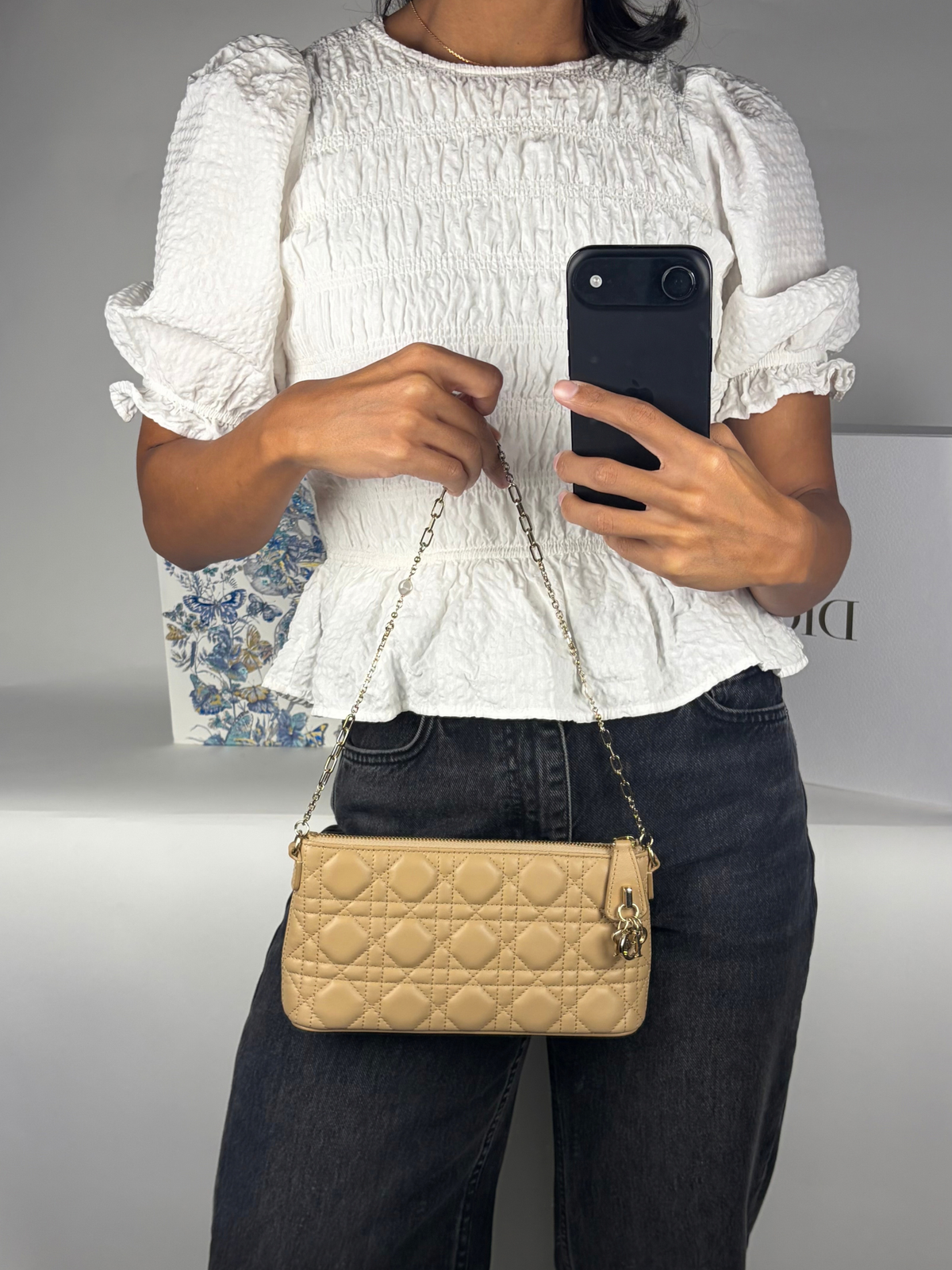 Dior Miss Dior Pouch in Biscuit Cannage Lambskin