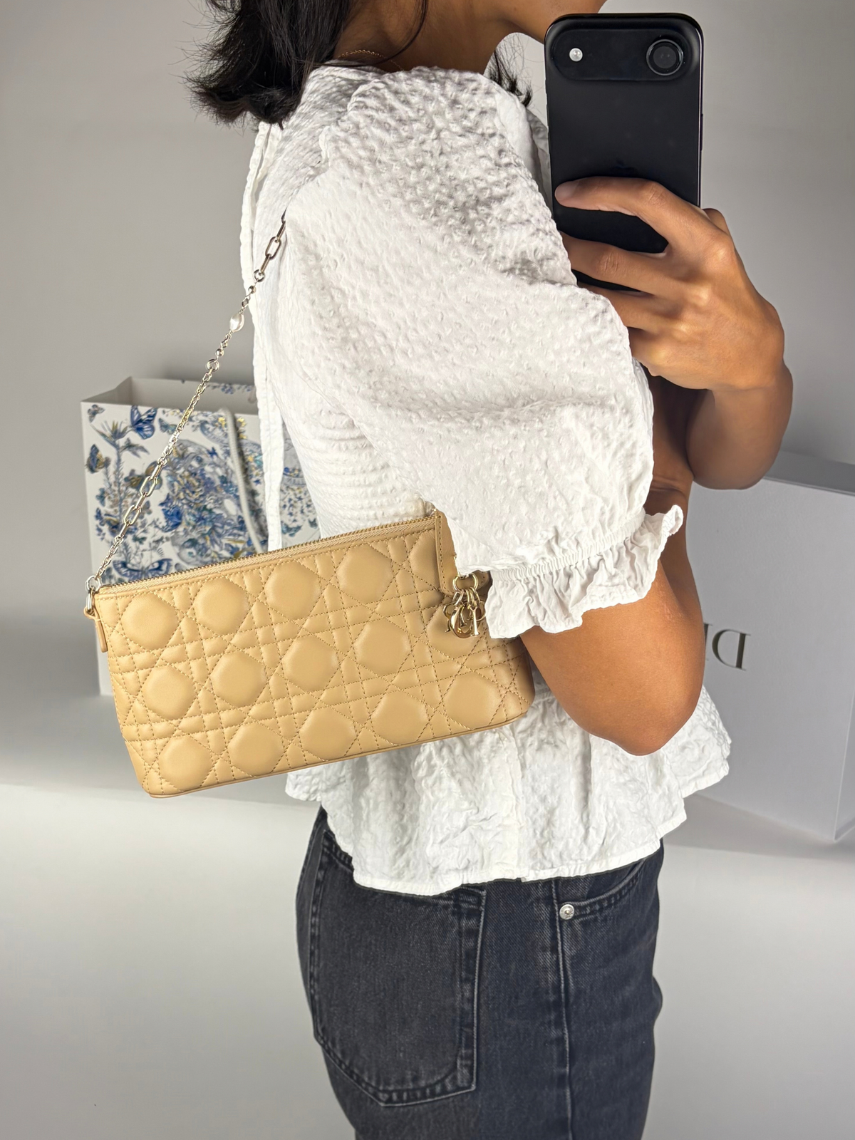 Dior Miss Dior Pouch in Biscuit Cannage Lambskin