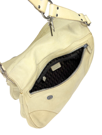 Vintage Dior 2000s Gaucho Double Saddle Bag in Cream Leather