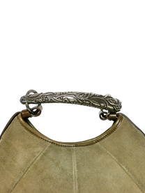 Vintage Yves Saint Laurent Mombasa Horn Handle Suede Bag Grey/Olive