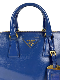 Prada Saffiano Small Promenade Bag in Cobalt Blue