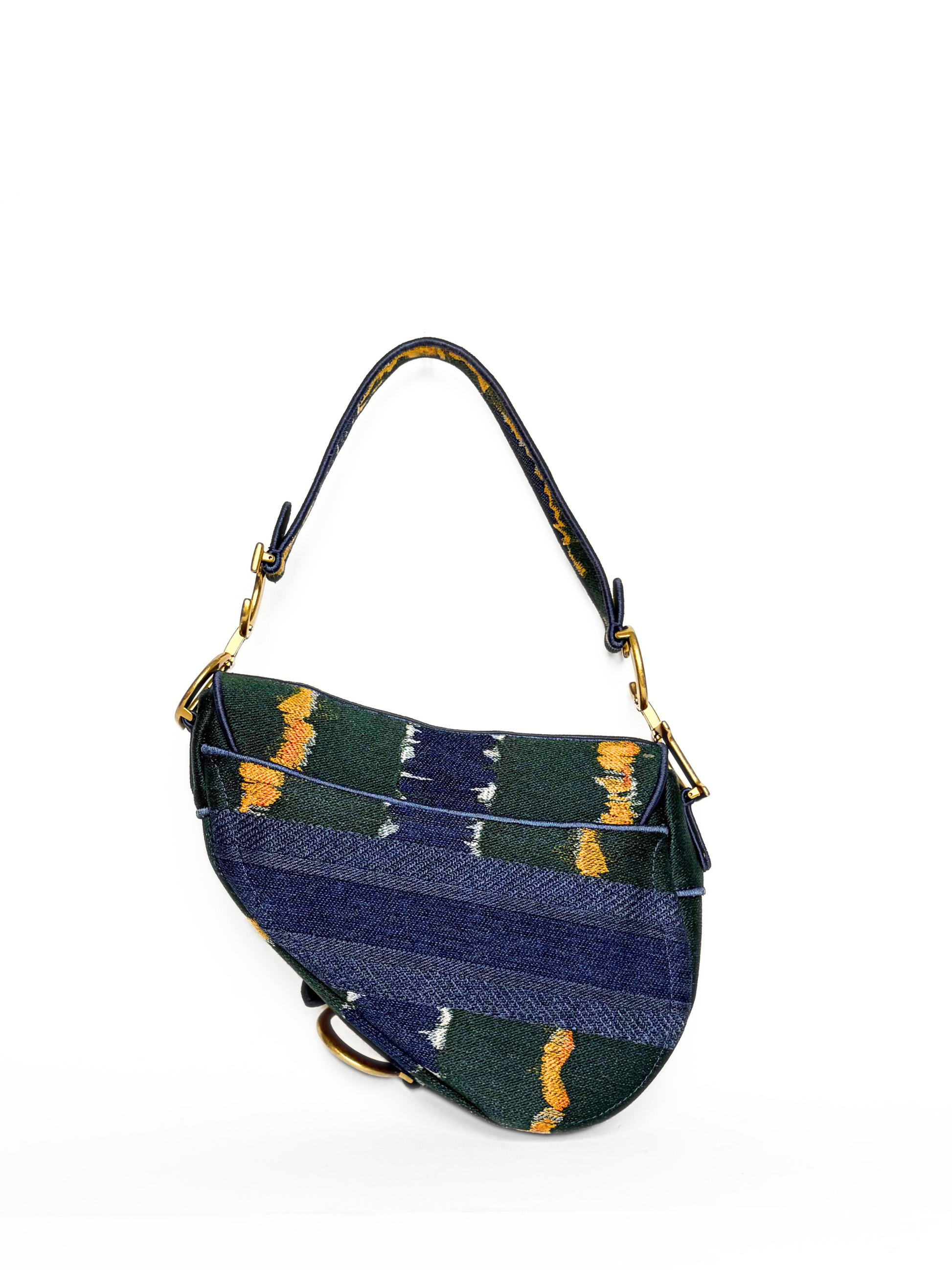 Christian Dior Medium Embroidered Canvas Saddle Bag