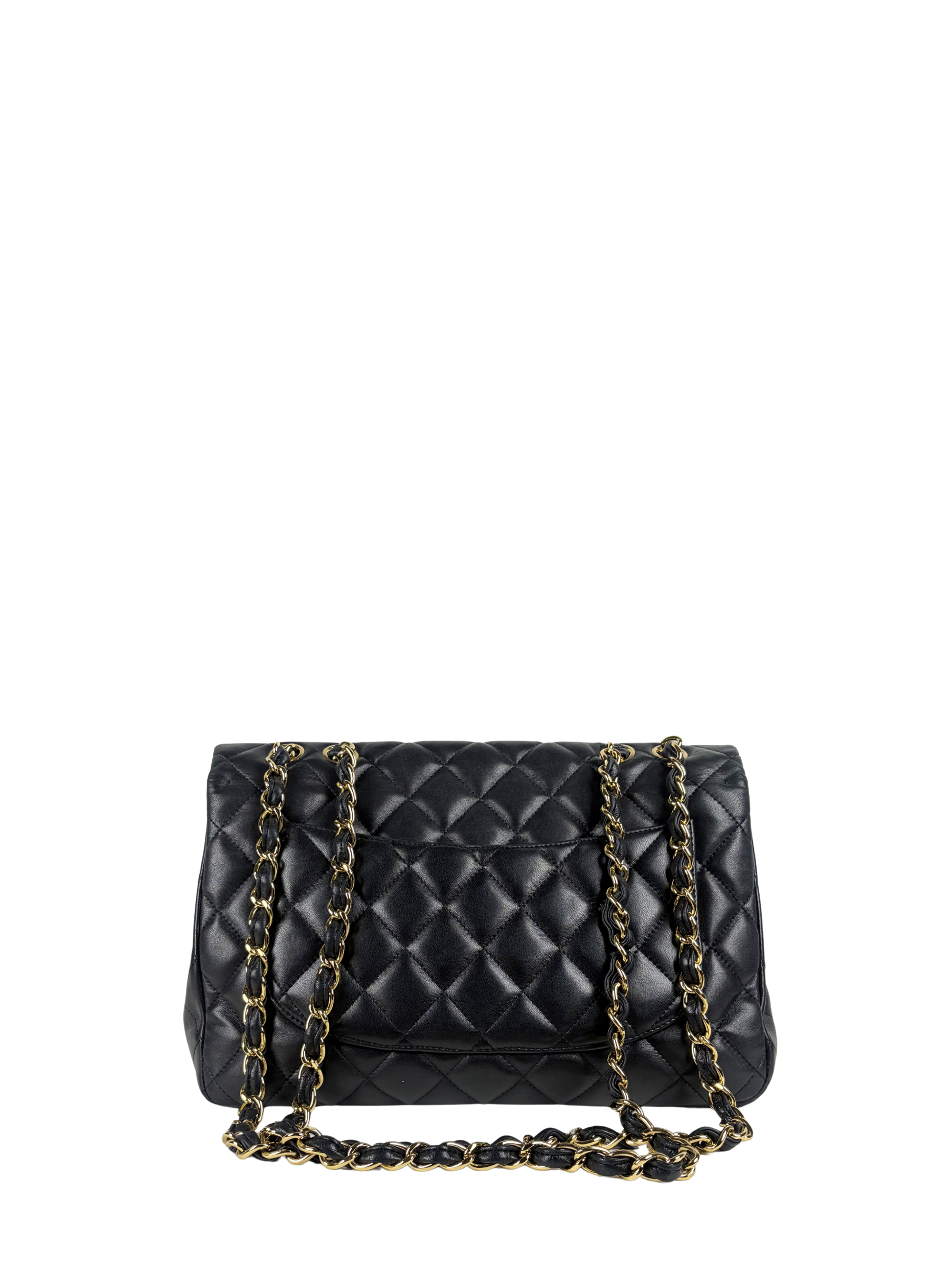 Chanel Jumbo Classic Flap Bag in Black Lambskin Leather