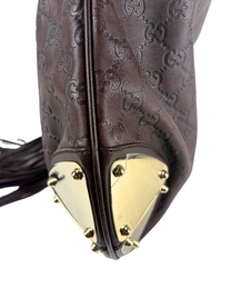 Vintage Gucci Babushka Indy Hobo Bag in Embossed Guccisima Leather &amp; Bamboo Tassels