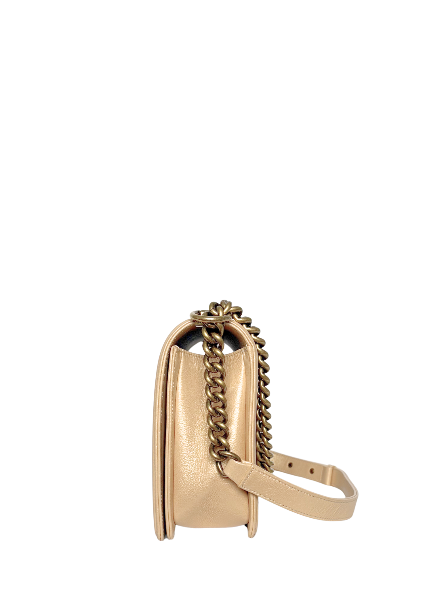 Chanel Boy Bag Medium Quilted Lambskin Beige with Gold Hardware
