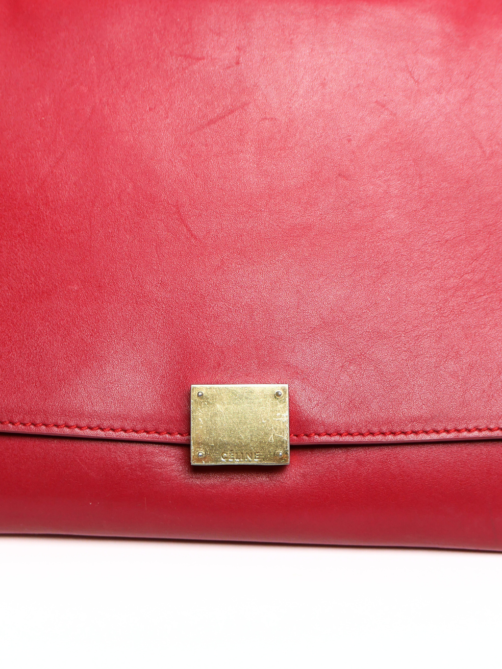Celine Trapeze Bag in Red Leather with Suede Wings