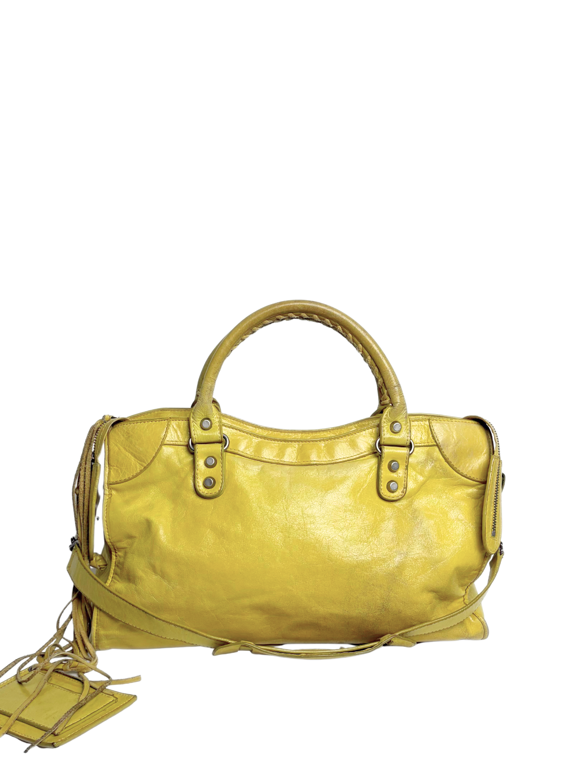 Vintage Balenciaga City Bag in Yellow Leather