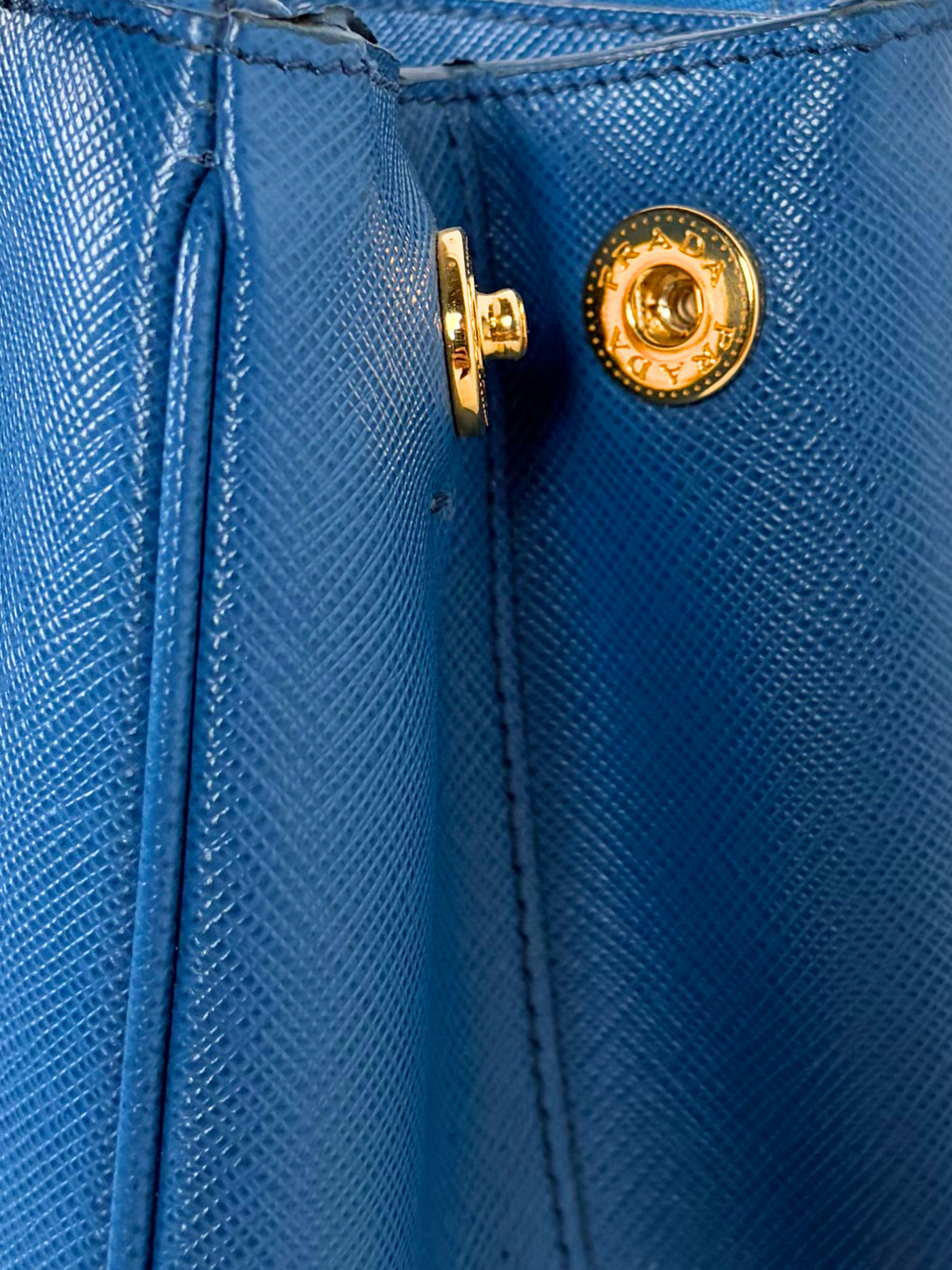 PRADA SAFFIANO LUX GALLERIA DOUBLE-ZIP TOTE BLUE