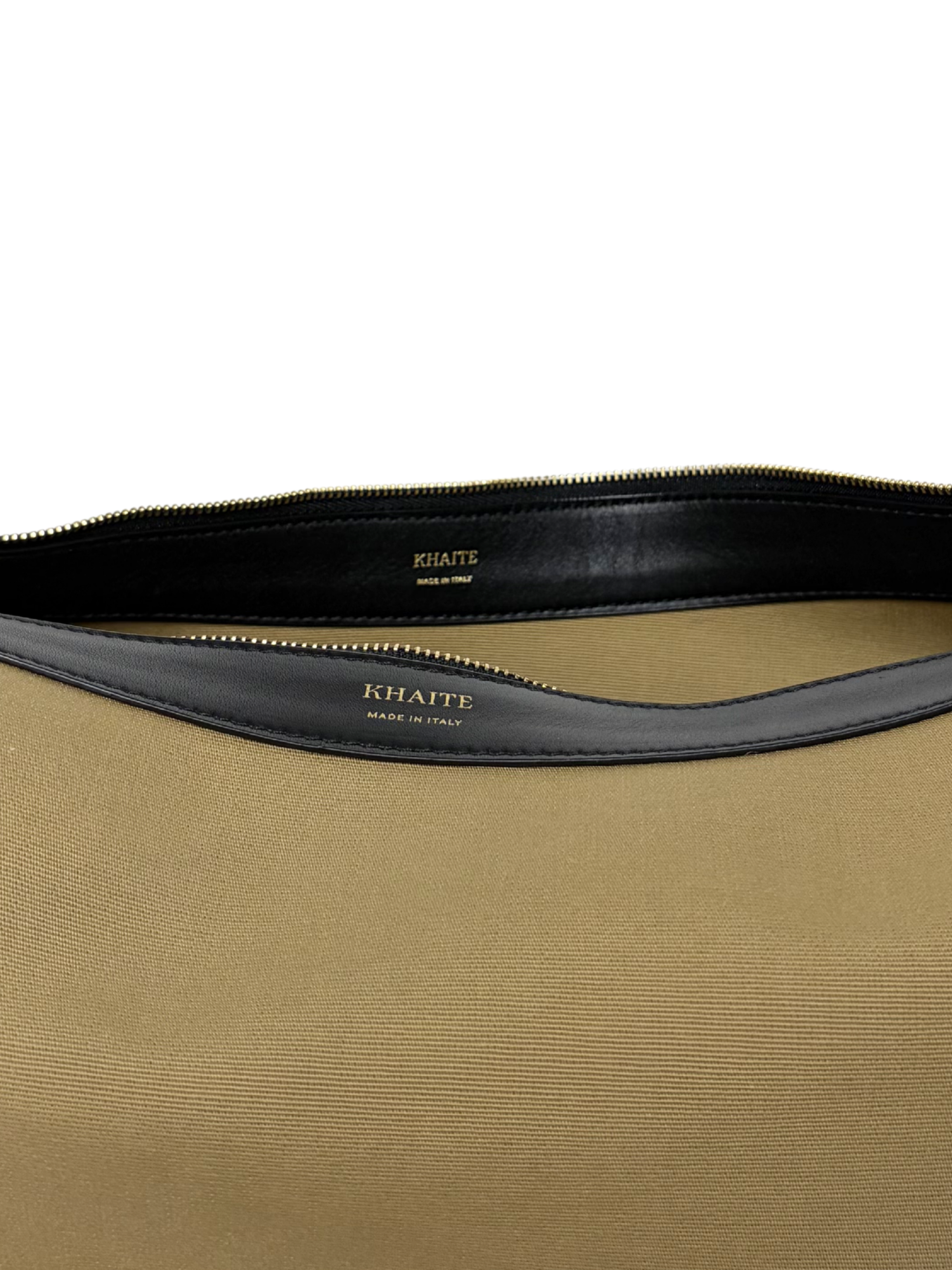 Khaite Augustina Canvas Hobo Bag with Leather trim