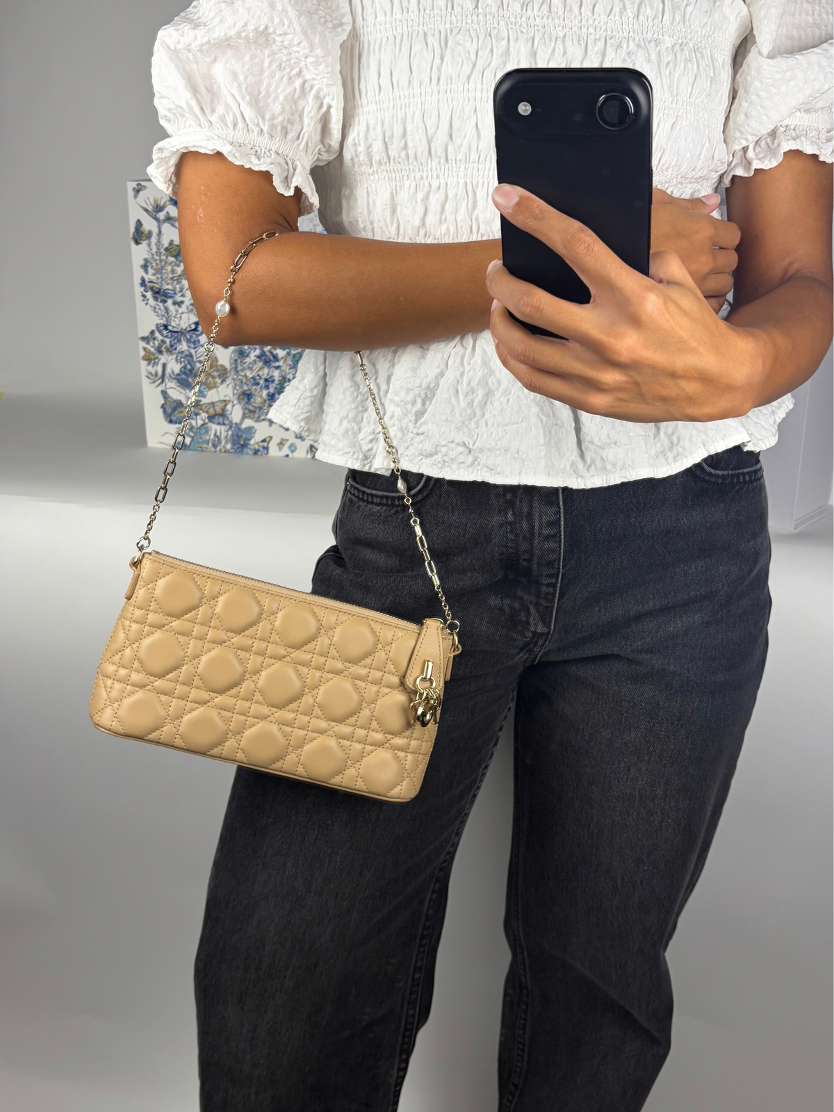 Dior Miss Dior Pouch in Biscuit Cannage Lambskin
