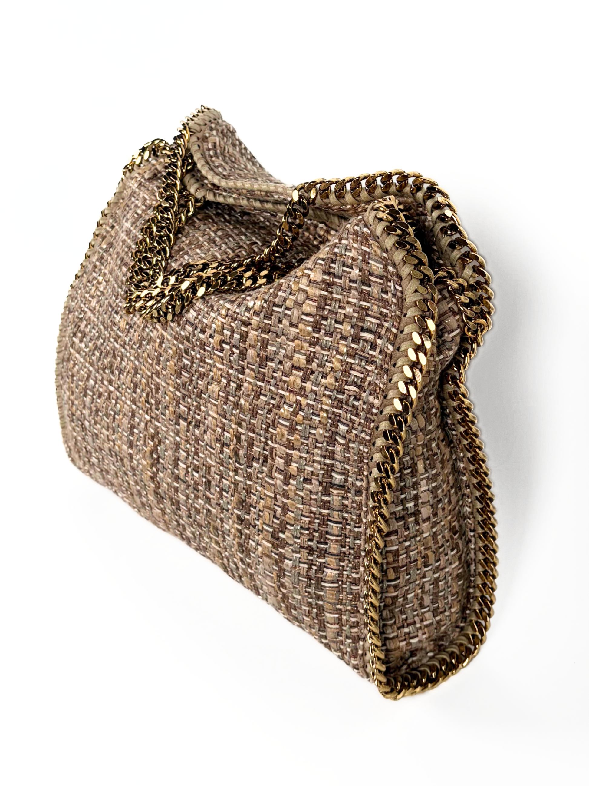STELLA MCCARTNEY FALABELLA TWEED FOLD-OVER SHOULDER BAG