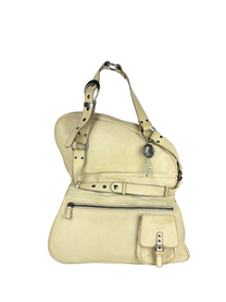 Vintage Dior 2000s Gaucho Double Saddle Bag in Cream Leather
