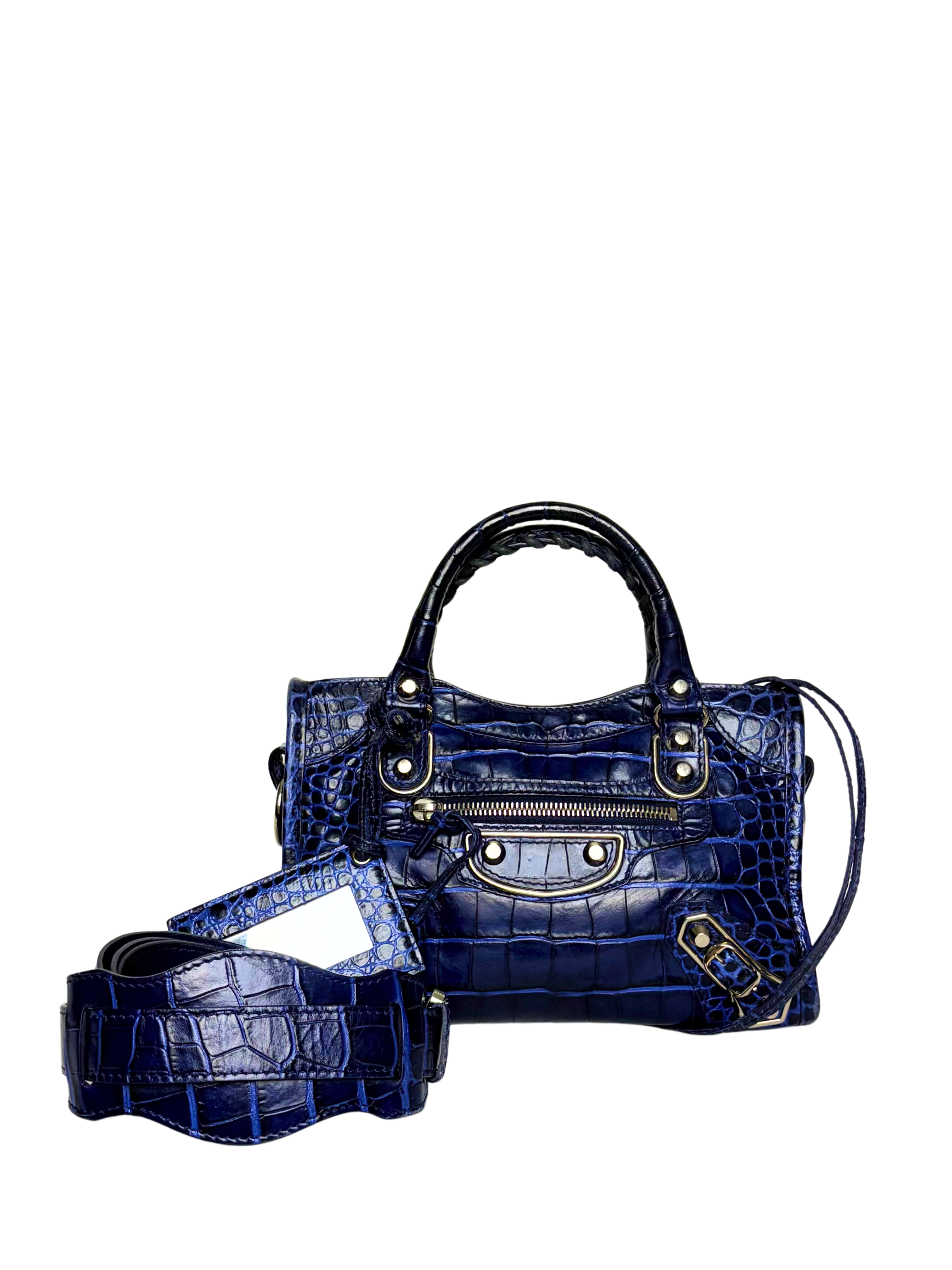 Balenciaga Mini Crocodile Embossed City Bag