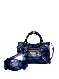 Balenciaga Mini Crocodile Embossed City Bag